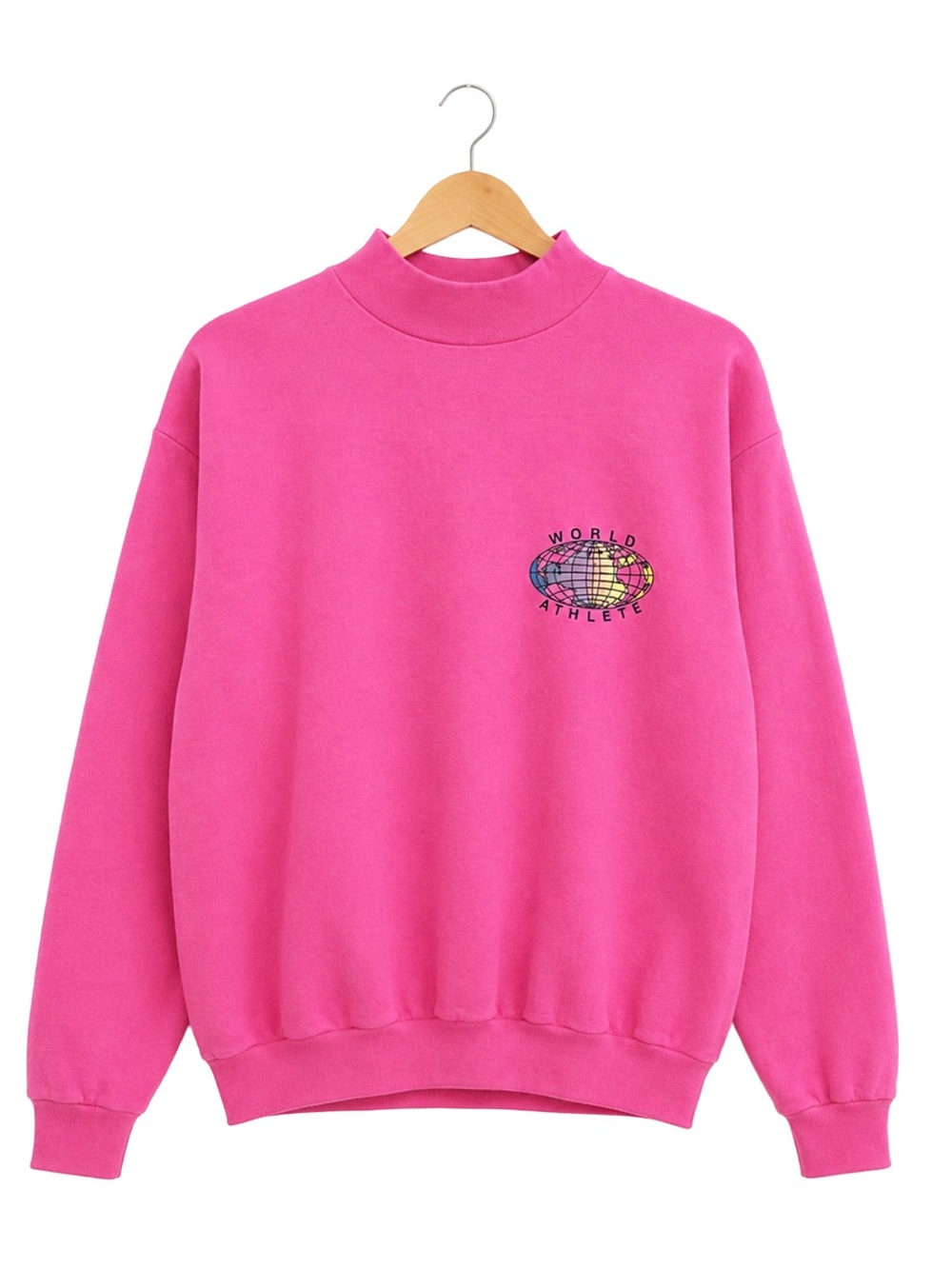 Vtg 90s Gitano World Athlete Sweatshirt Pink Crewneck Mock Neck Pullover OS